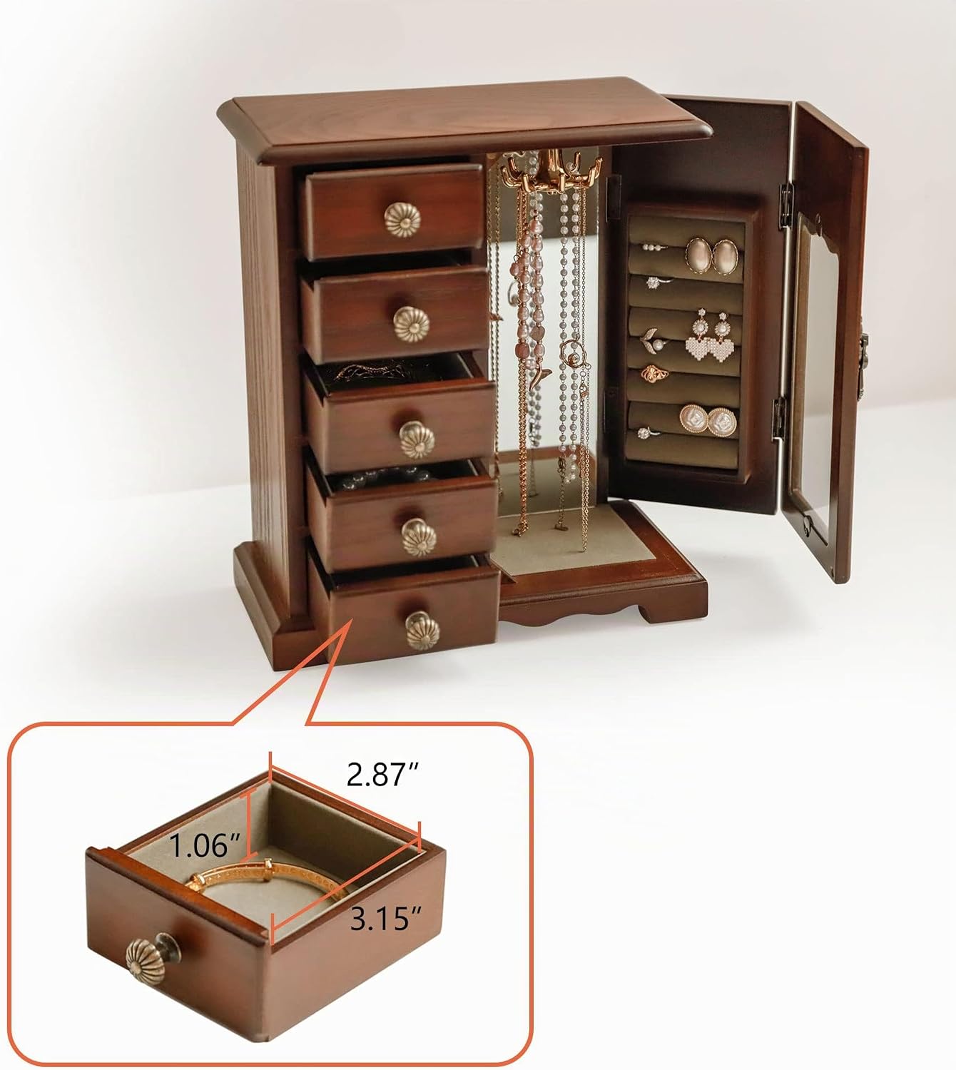 Kendal Caja de Joyería de Madera para Mujeres, Organizador de Joyas...