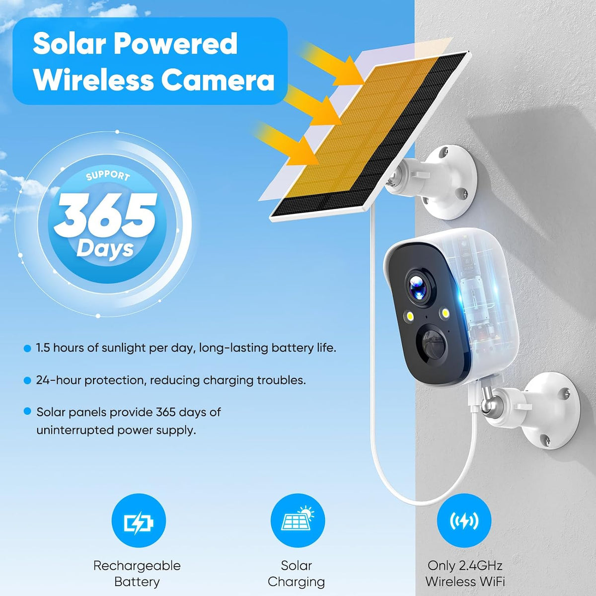 Poyasilon Paquete de 2 cámaras solares de seguridad inalámbricas pa...