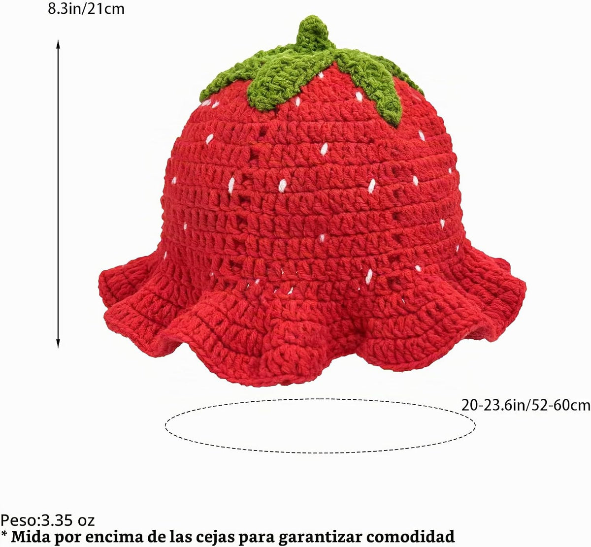 Hshsclth Sombrero de pescador de ganchillo de fresa para mujer, som...