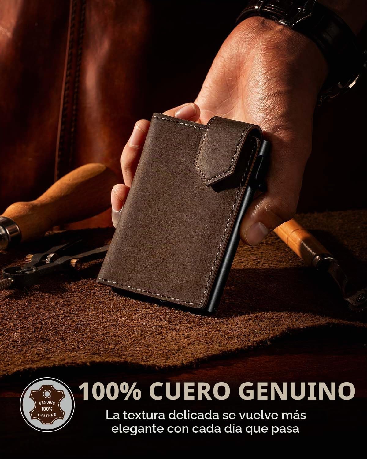 LORZOR Cartera delgada para hombres con cierre de seguridad, carter...
