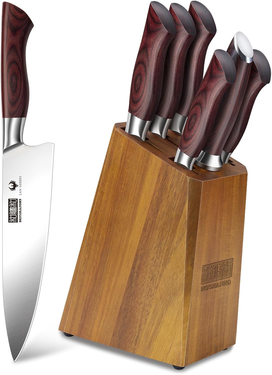 HOSHANHO - Juego de cuchillos de cocina de 7 piezas con bloque, cuc...