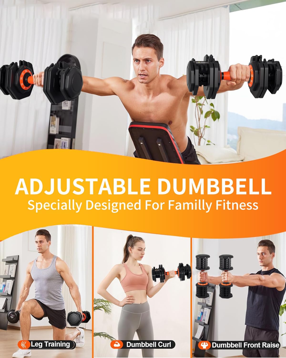 Fit Sir Juego de mancuernas ajustables, 10 en 1, mancuernas ajustab...