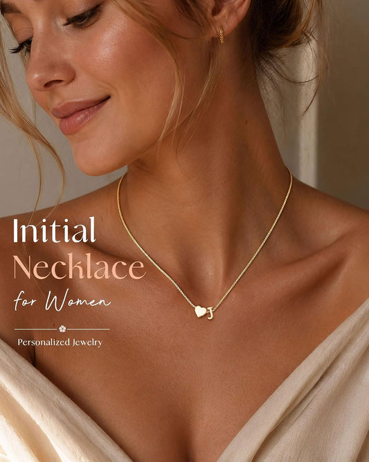 SOLEVAN Collares con inicial de corazón de oro para mujer, a la mod...