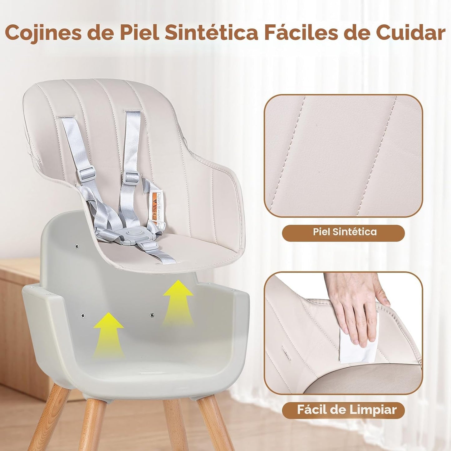 Sillas altas para bebés y niños pequeños, silla alta de madera conv...