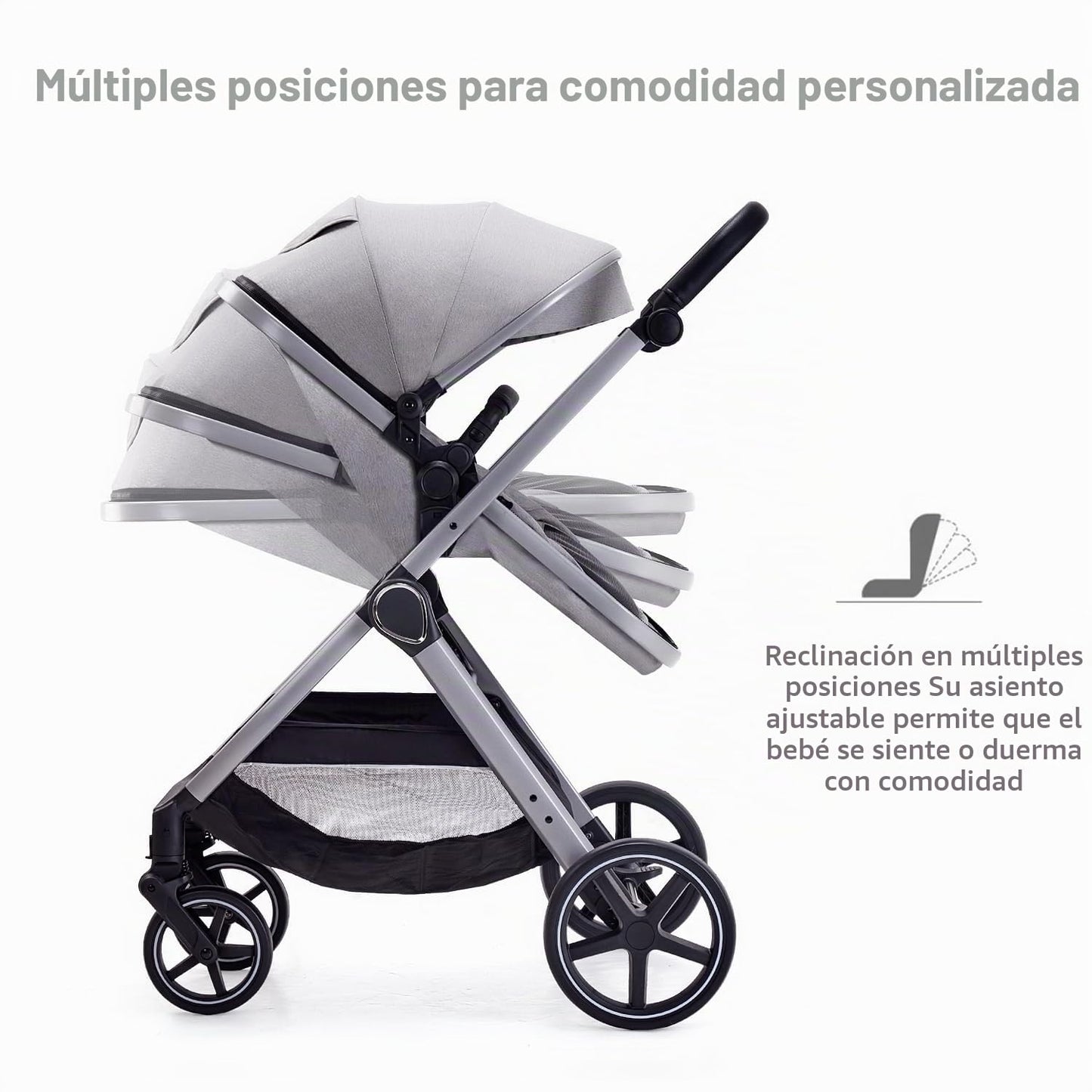 LORTSYBAB Cochecito de bebé 2 en 1, cochecito convertible para reci...