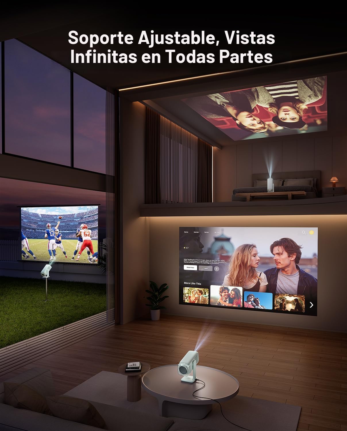 Aurzen BOOM Air - Proyector portátil Google TV con WiFi y Bluetooth...
