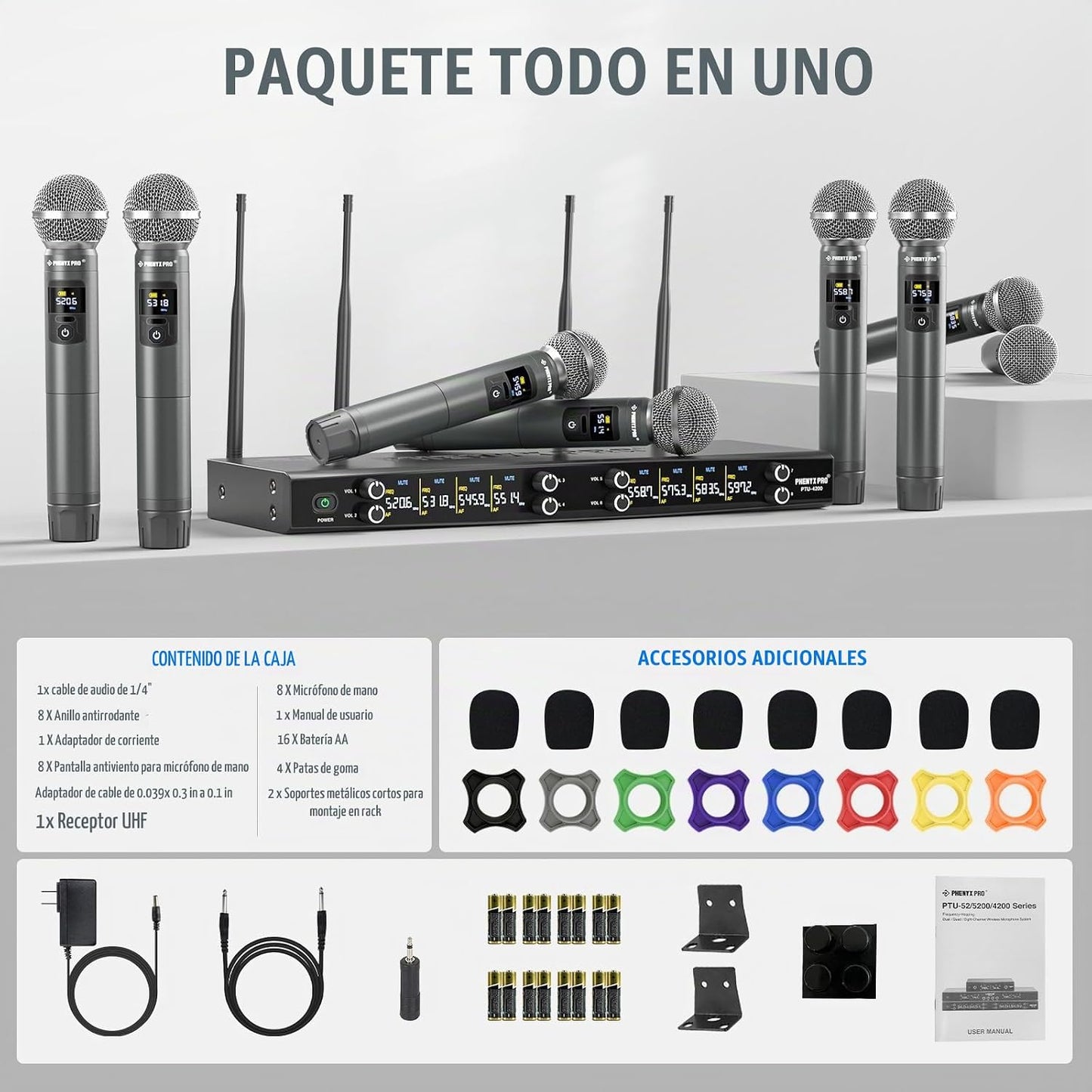 Phenyx Pro Sistema de Micrófono Inalámbrico, Set de Micrófono Inalá...