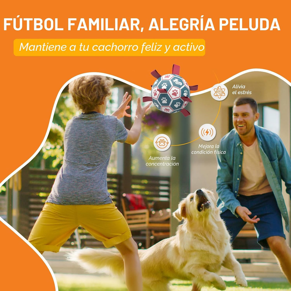 QDAN - Pelotas de fútbol para perros de 6 pulgadas con correas, pel...