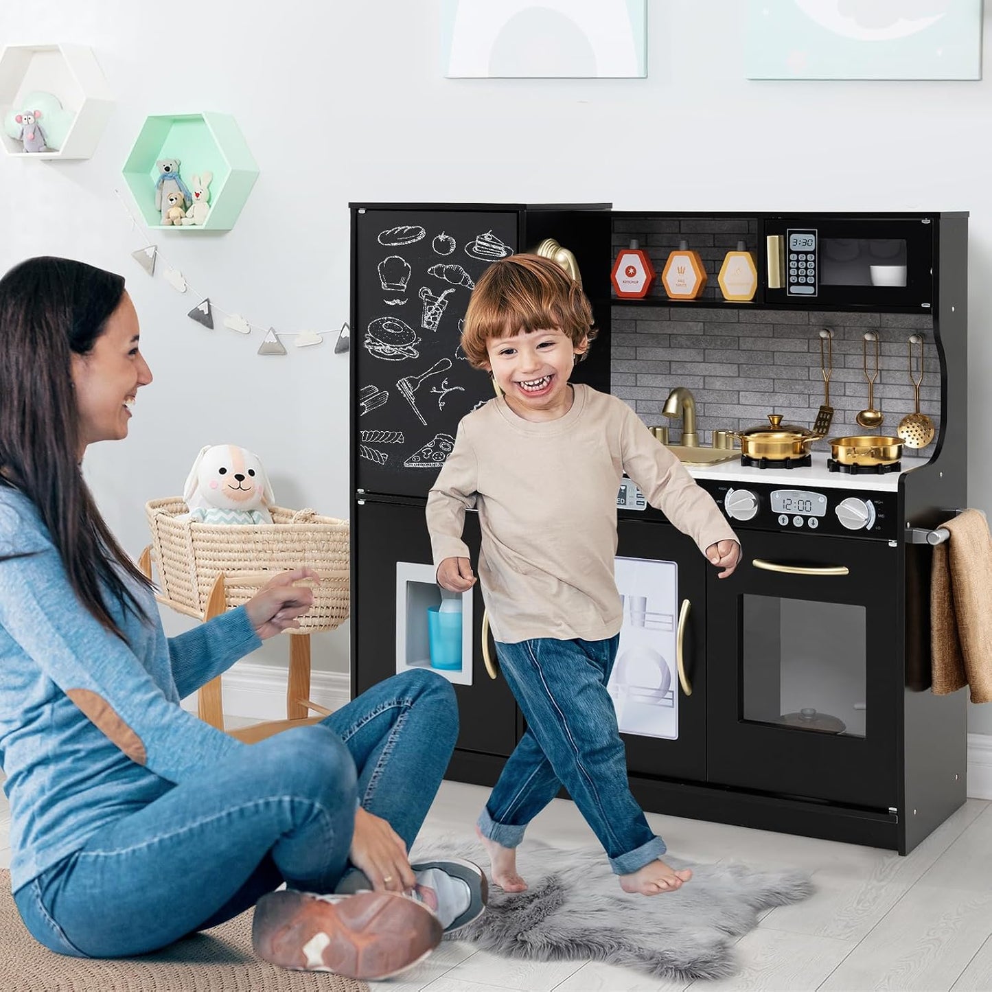 Costzon Juego de cocina para niños, juego de juguetes de cocina de...