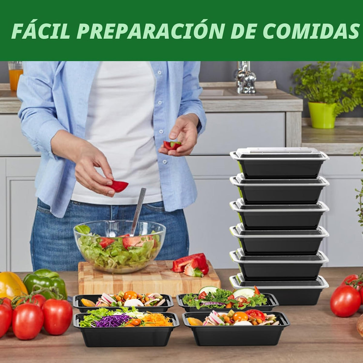 Dealusy Paquete de 50 (100 piezas) Recipientes para Preparación de...
