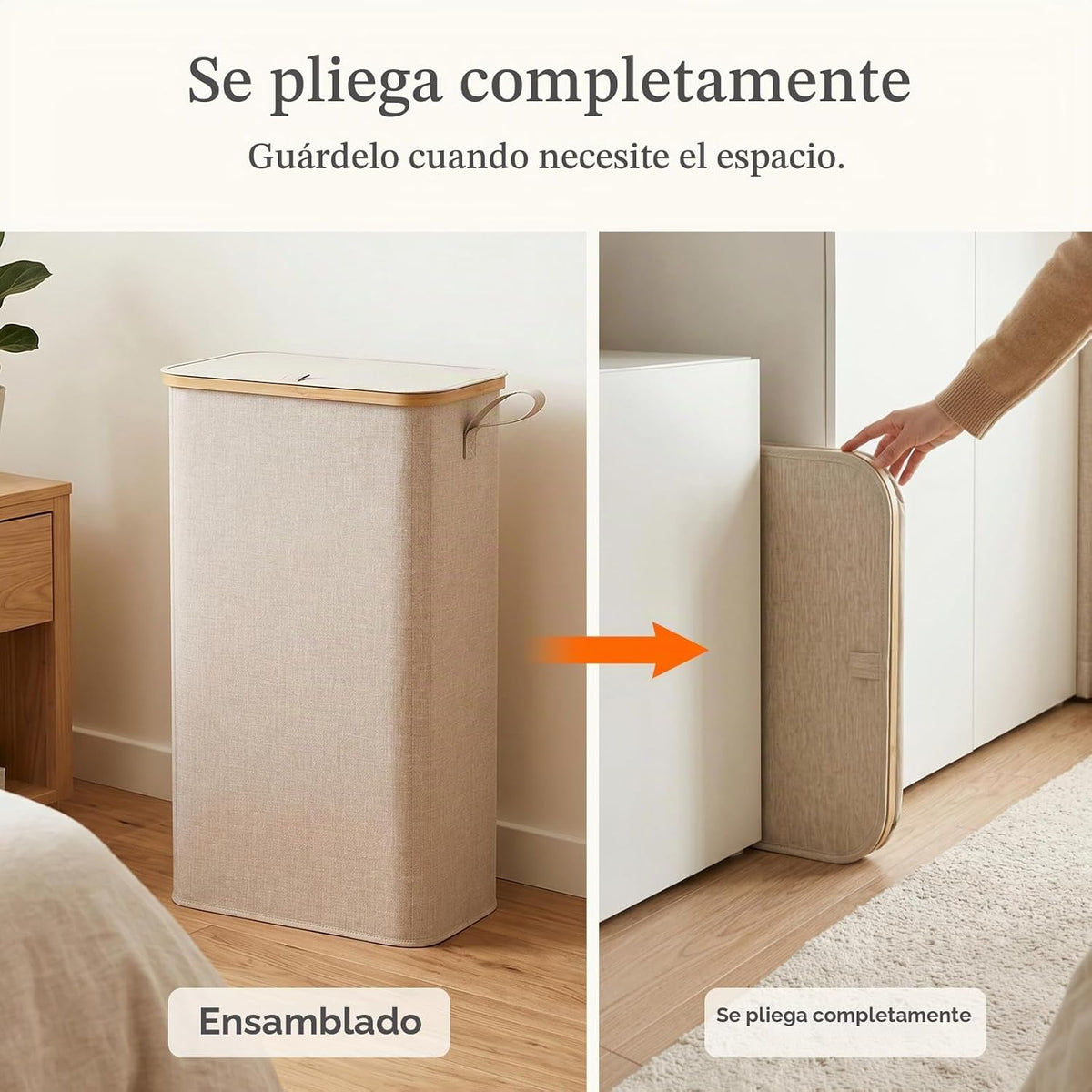 Lifewit Cesta de lavandería delgada de 65 litros con tapa, cesta es...