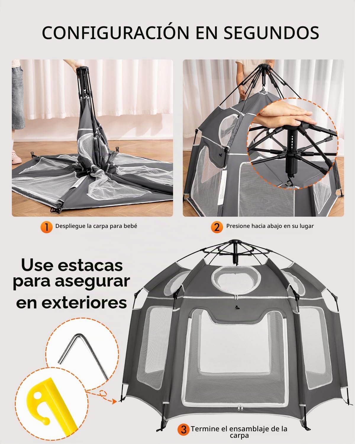 Patywaga 59 "Pop-Up Baby Playpen con toldo UV, tienda plegable...