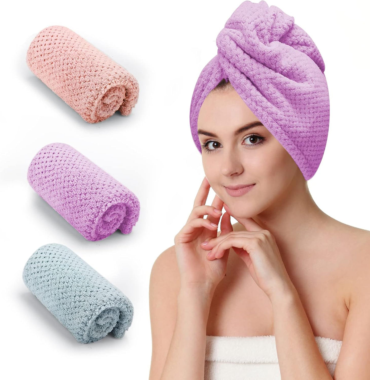 CZZXI 3 PCS Toallas de Microfibra para el Cabello, Envolturas para...
