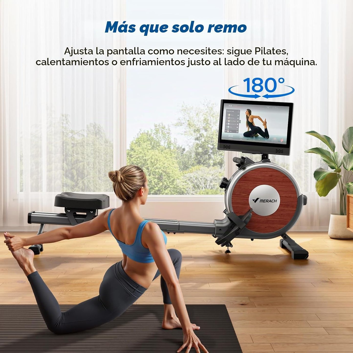 Máquina de remo magnética Merach Q1S para interiores, riel deslizan...