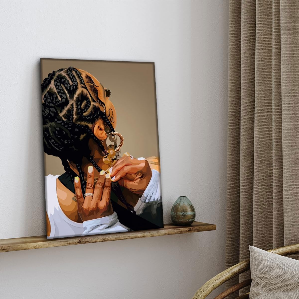 3 piezas de lienzo enmarcado de mujer negra, arte de pared de mujer...