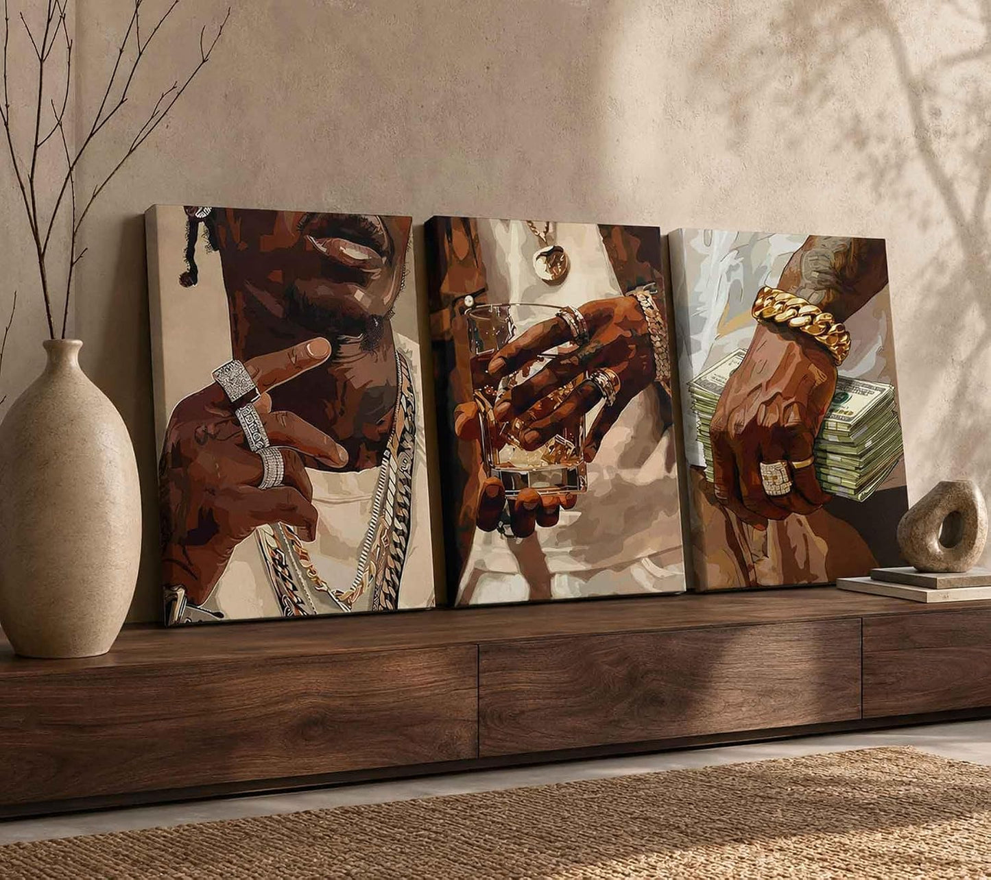 3 piezas de arte de pared de lienzo de hombre negro afroamericano d...