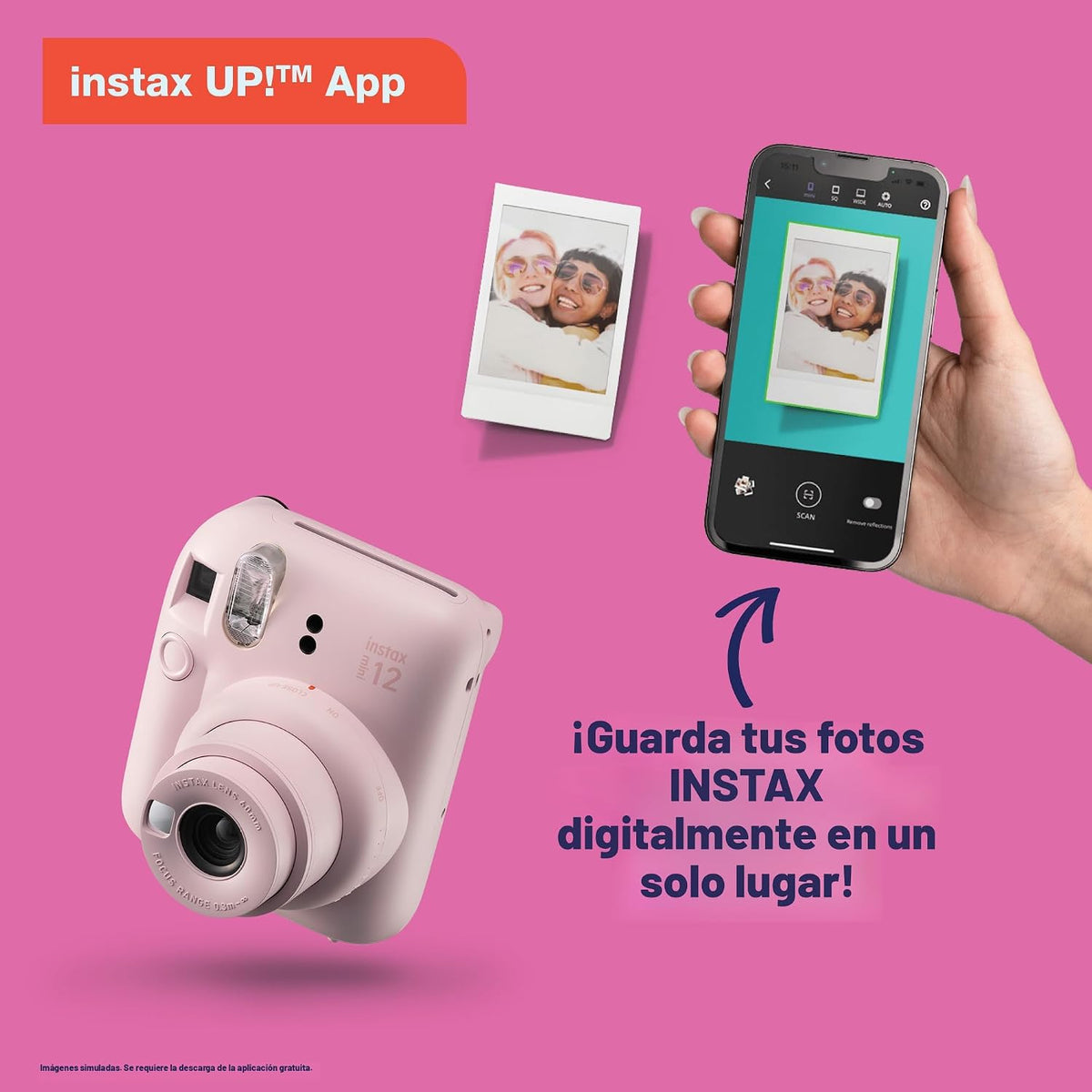 Fujifilm Cámara Instax Mini 12 de película instantánea, color blanc...