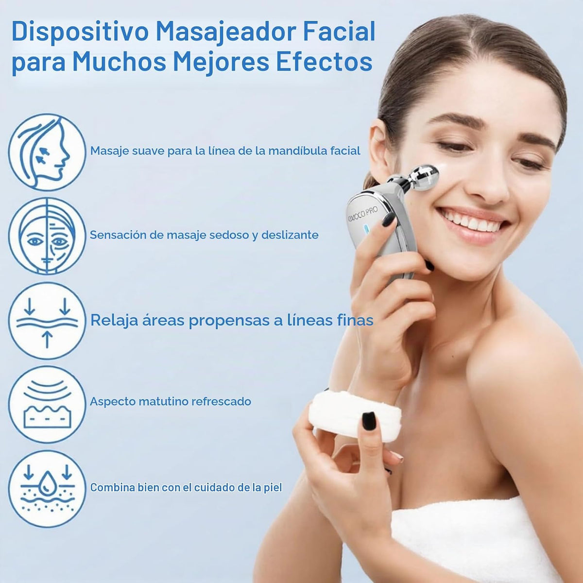 Masajeador Facial Eléctrico Suave Vibración Facial Rodillo Cuidado...