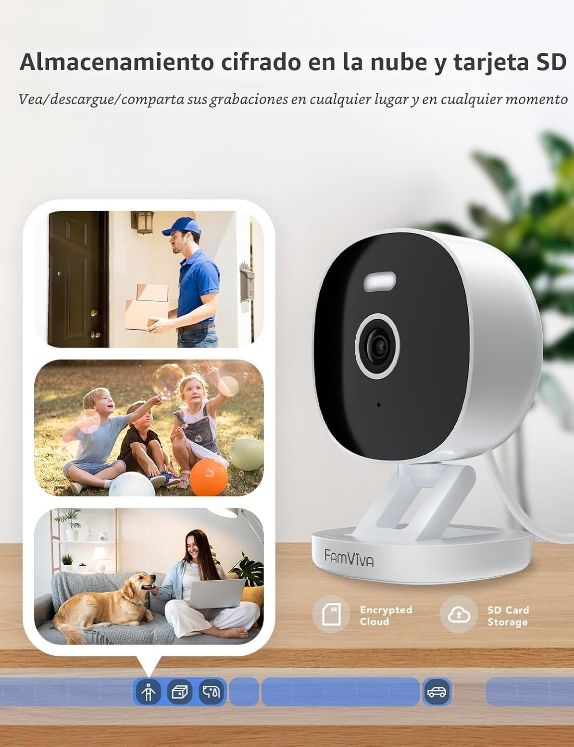 FAMVIVA Cámara de seguridad con cable 2K, interior\/exterior para e...