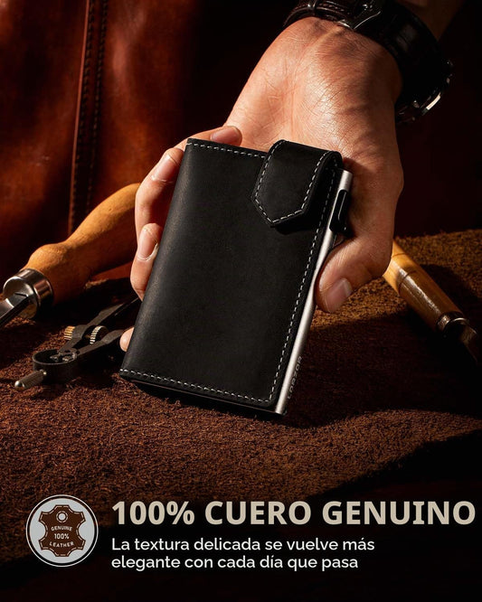 LORZOR Cartera delgada para hombres con cierre de seguridad, billet...