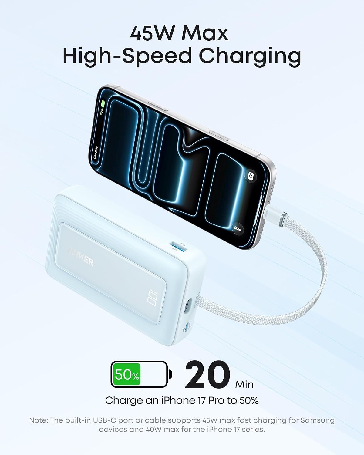 Anker Zolo Power Bank, cargador portátil de 20,000 mAh 45 W con USB...