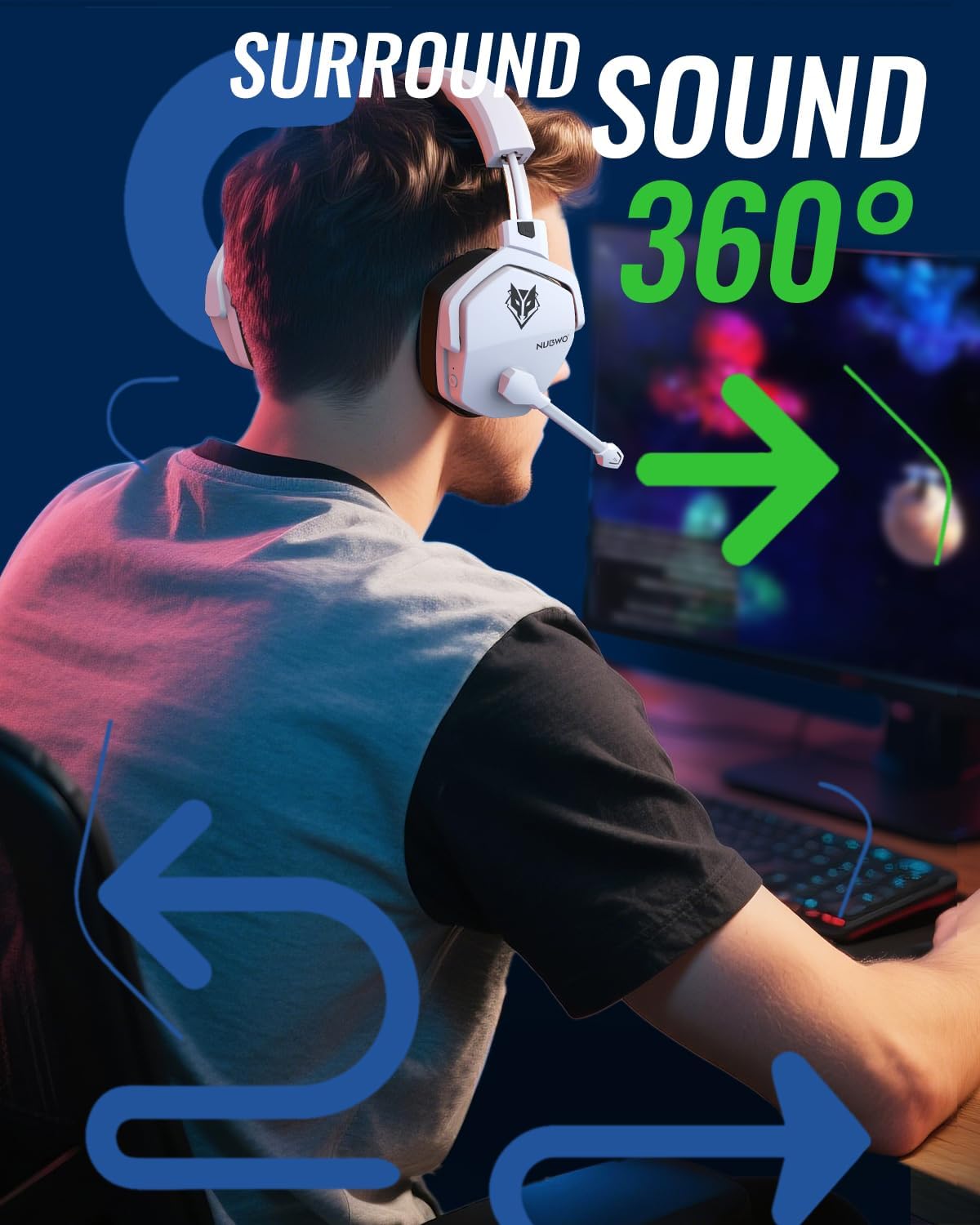 NUBWO G06 Pro Auriculares inalámbricos para juegos con estación de...