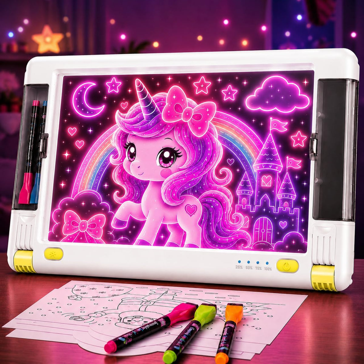 Tablero de dibujo LED recargable, 15 pulgadas, 9 modos de luz de co...