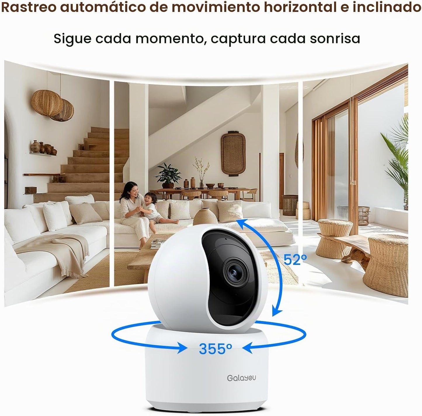 GALAYOU Cámaras interiores para seguridad en el hogar con seguimien...