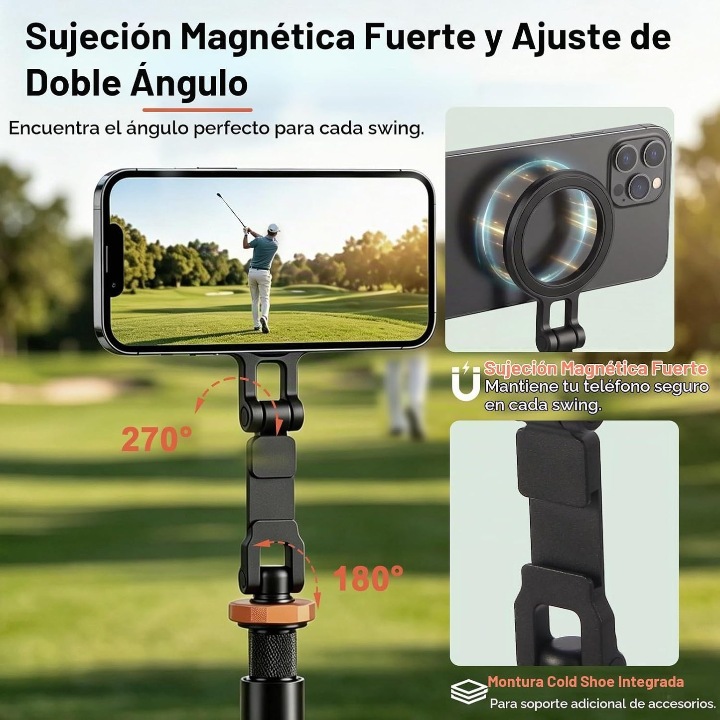 Trípode de golf, soporte de teléfono de golf para grabación de colu...