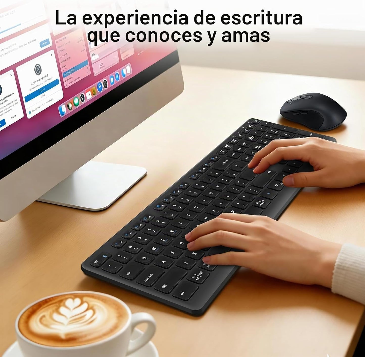 Combo de teclado y mouse inalámbricos, teclas de interruptor de tij...