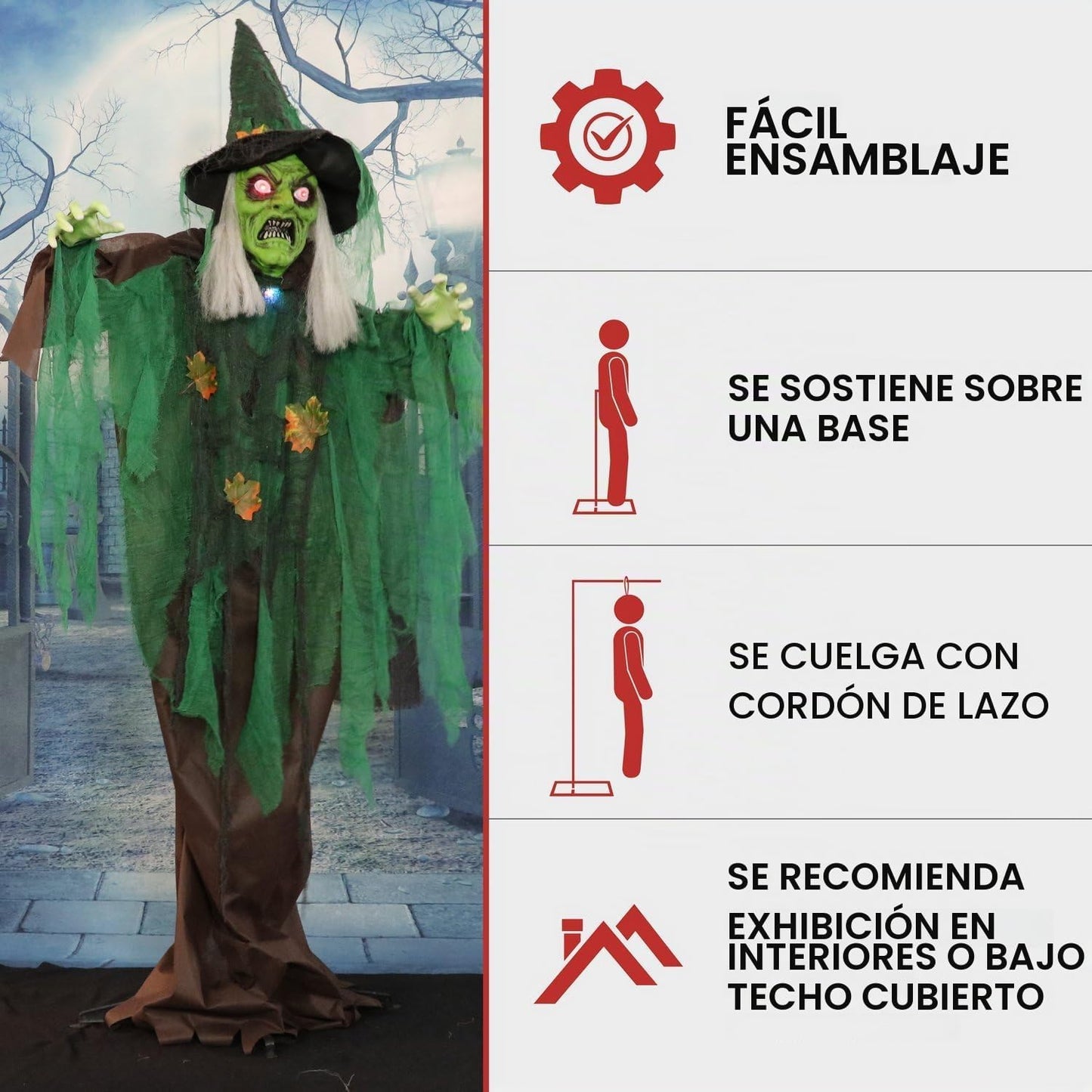 Haunted Hill Farm Bruja del bosque parlante animatrónica de Hallowe...