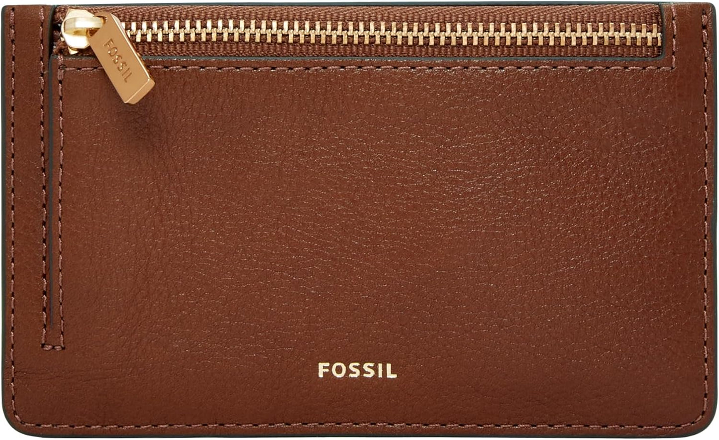Fossil Cartera Logan de piel con cierre de cremallera para mujer co...