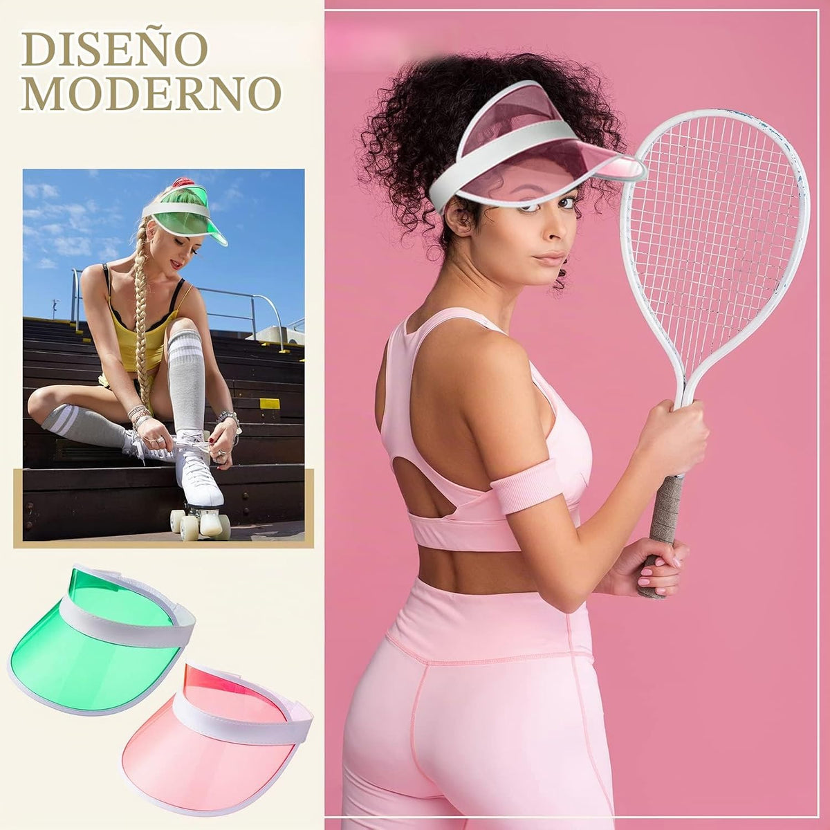 Vabean Paquete de 40 sombreros de plástico con visera solar para mu...