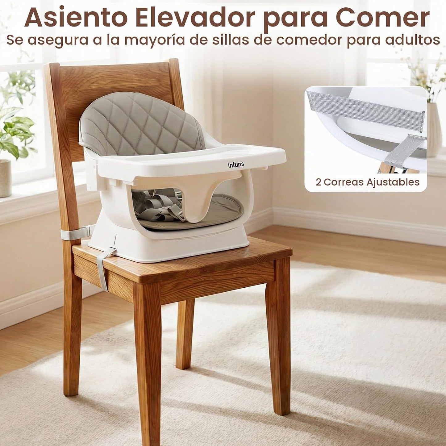 INFANS Silla alta para bebé, silla alta convertible de madera 6 en...