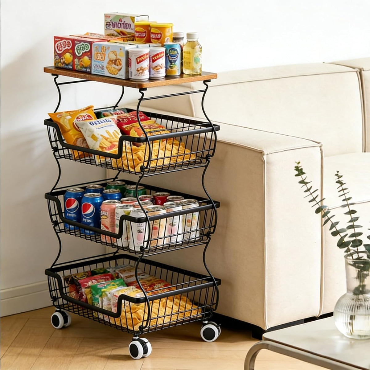 MAKE CHANGES Carrito de almacenamiento de cocina con ruedas, organi...