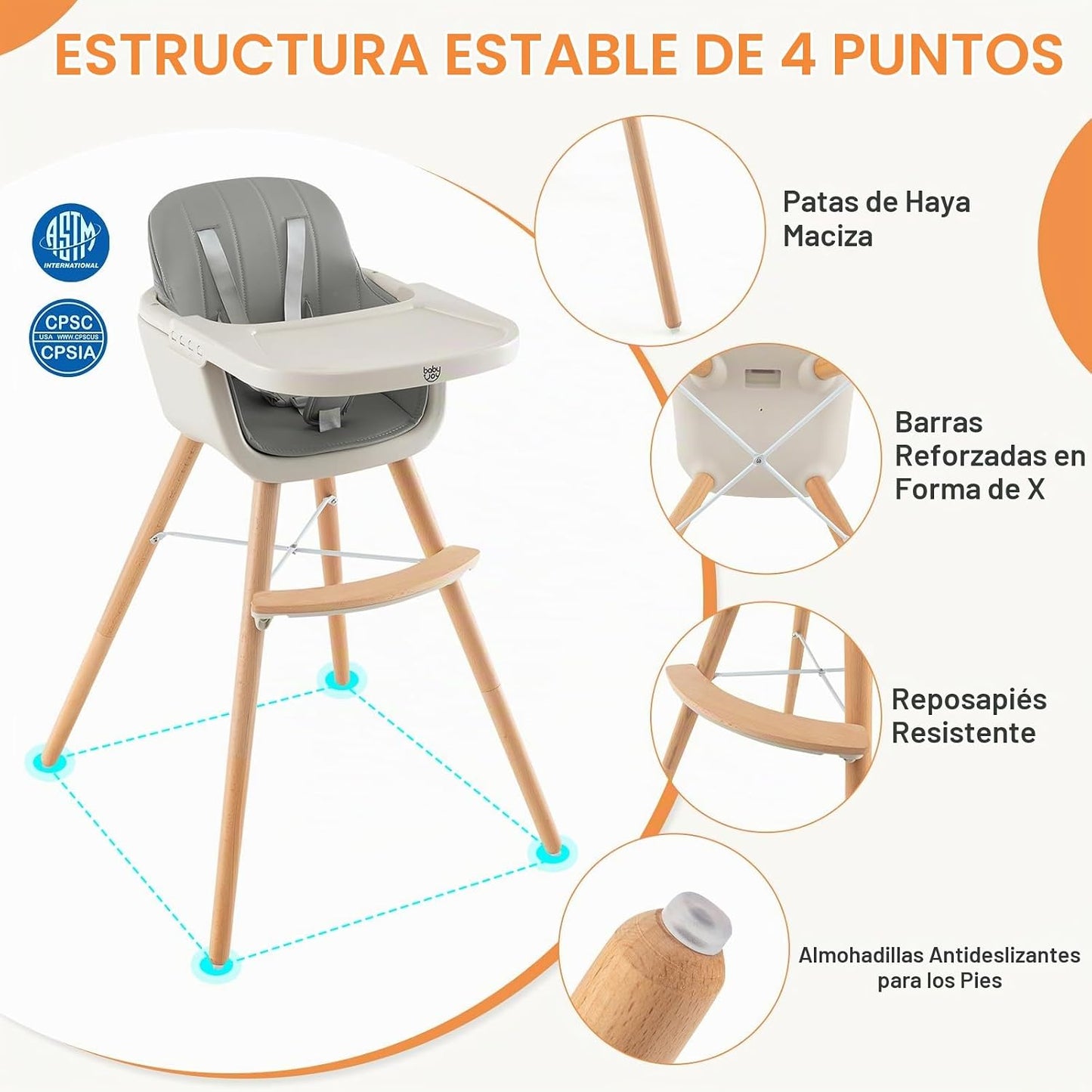 BABY JOY Trona convertible para bebé, 3 en 1, silla alta\/elevado\/...