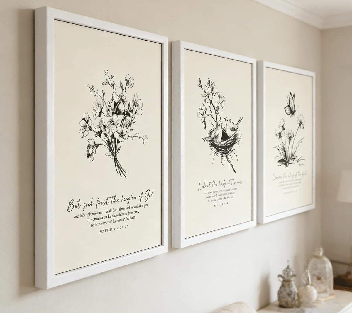 3 pósteres de lienzo floral cristiano para pared, arte de pared con...