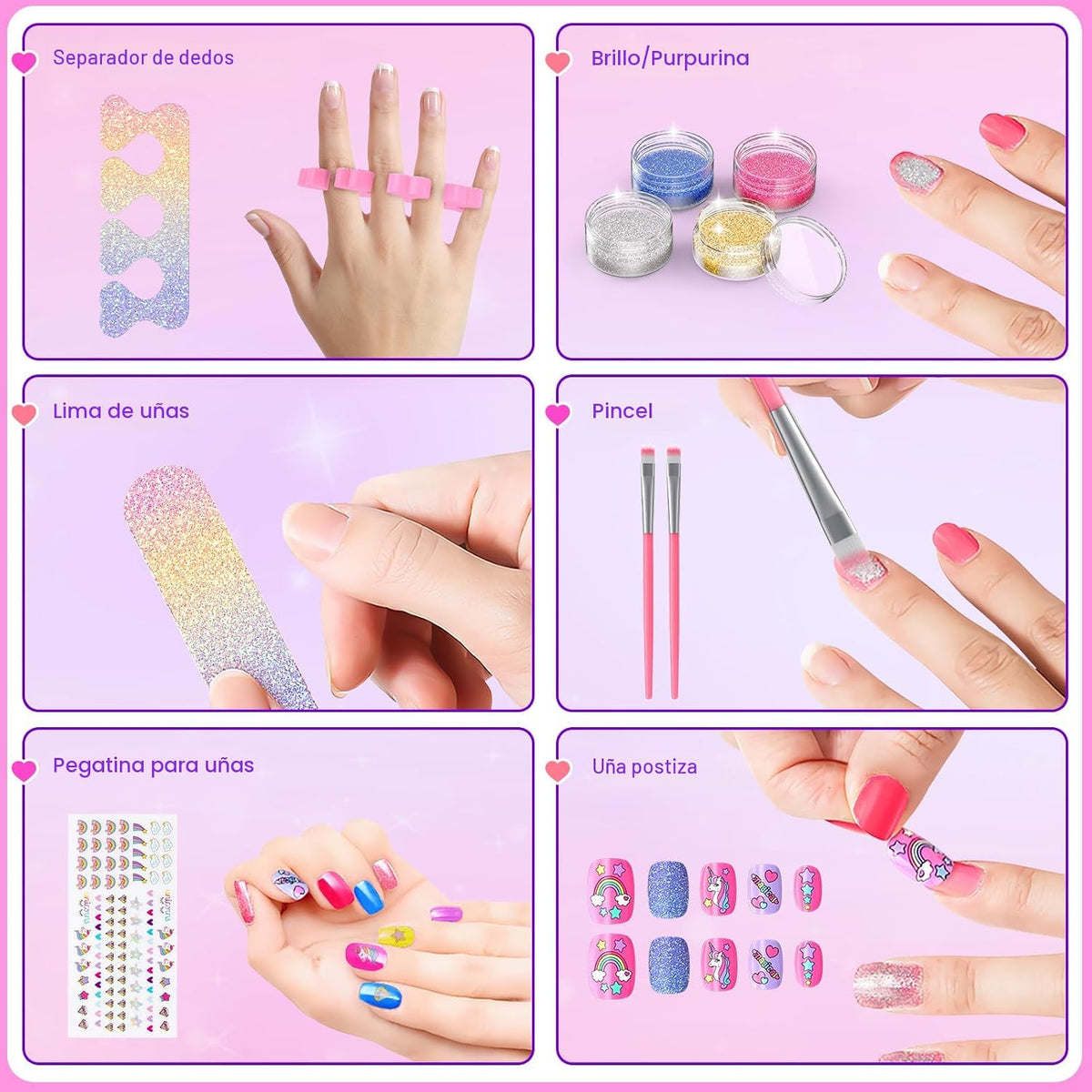 Juego de esmaltes de uñas para niñas, no tóxico, de secado rápido,...
