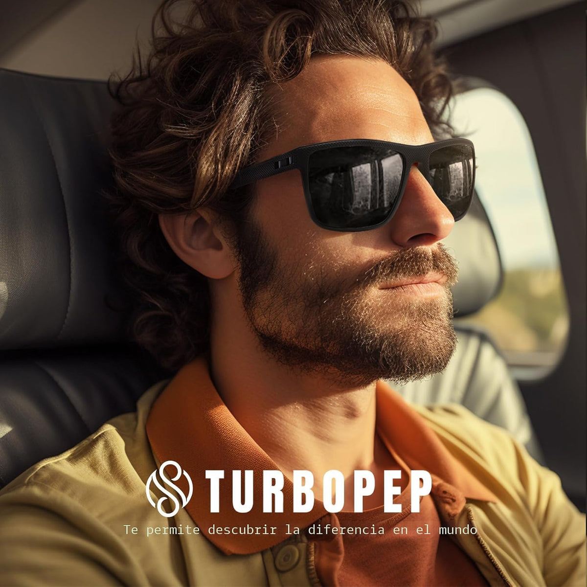 TURBOPEP Gafas de sol polarizadas cuadradas para hombres y mujeres...