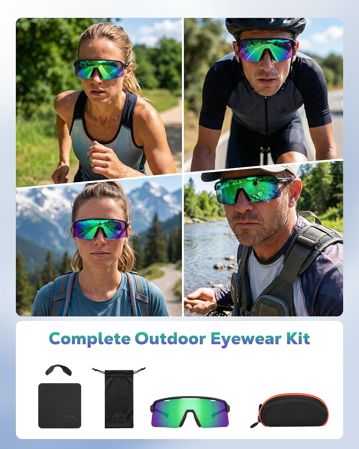MoKo Gafas de sol polarizadas para correr para hombres y mujeres, u...