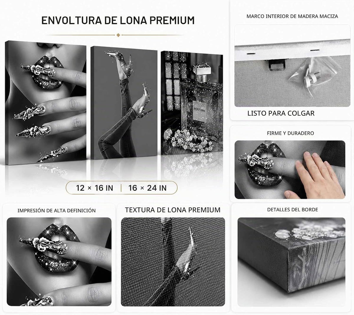 Lienzo moderno para mujer, arte de pared con estilo en blanco y neg...