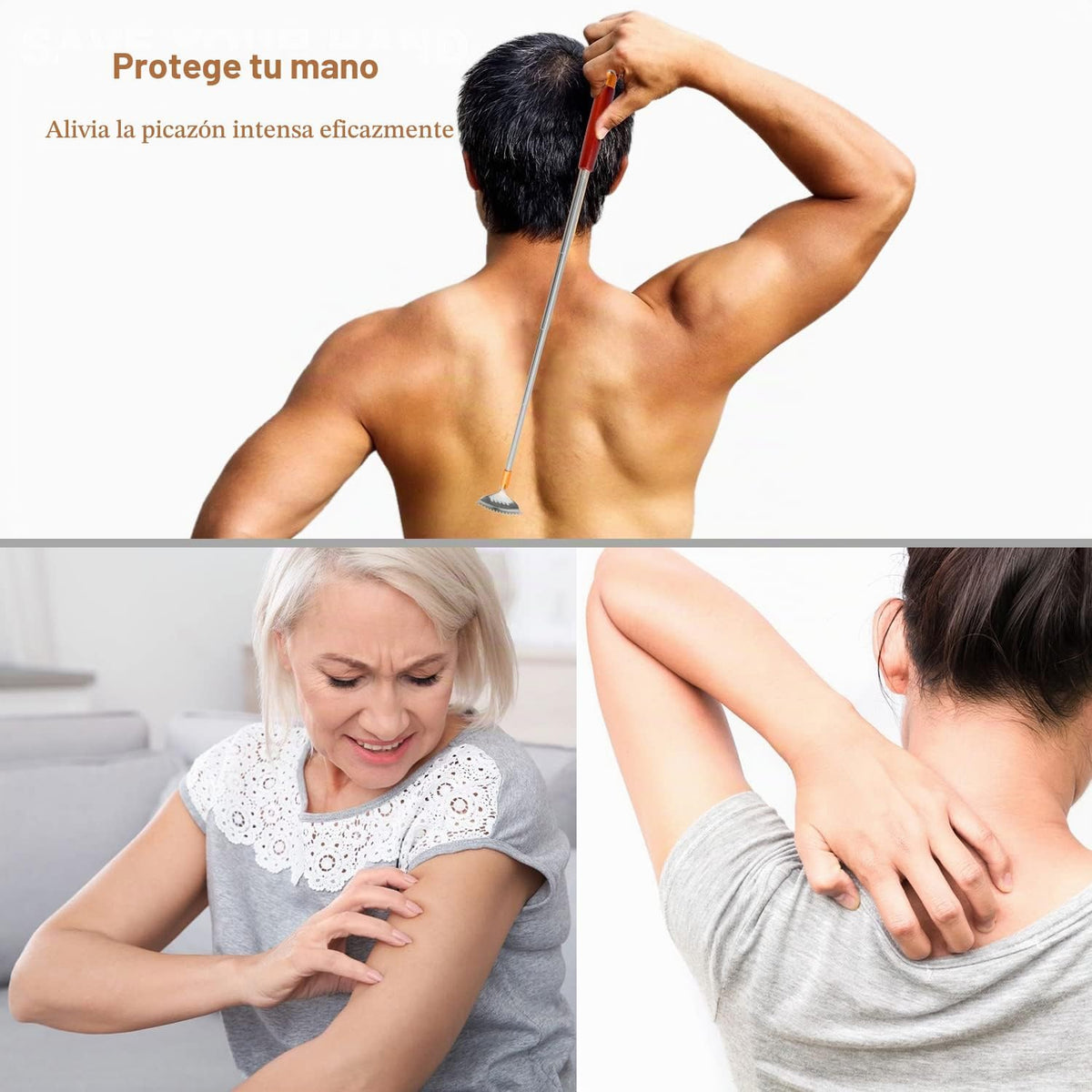 Aznrszy Rascador de espalda para mujeres y hombres extensible con r...