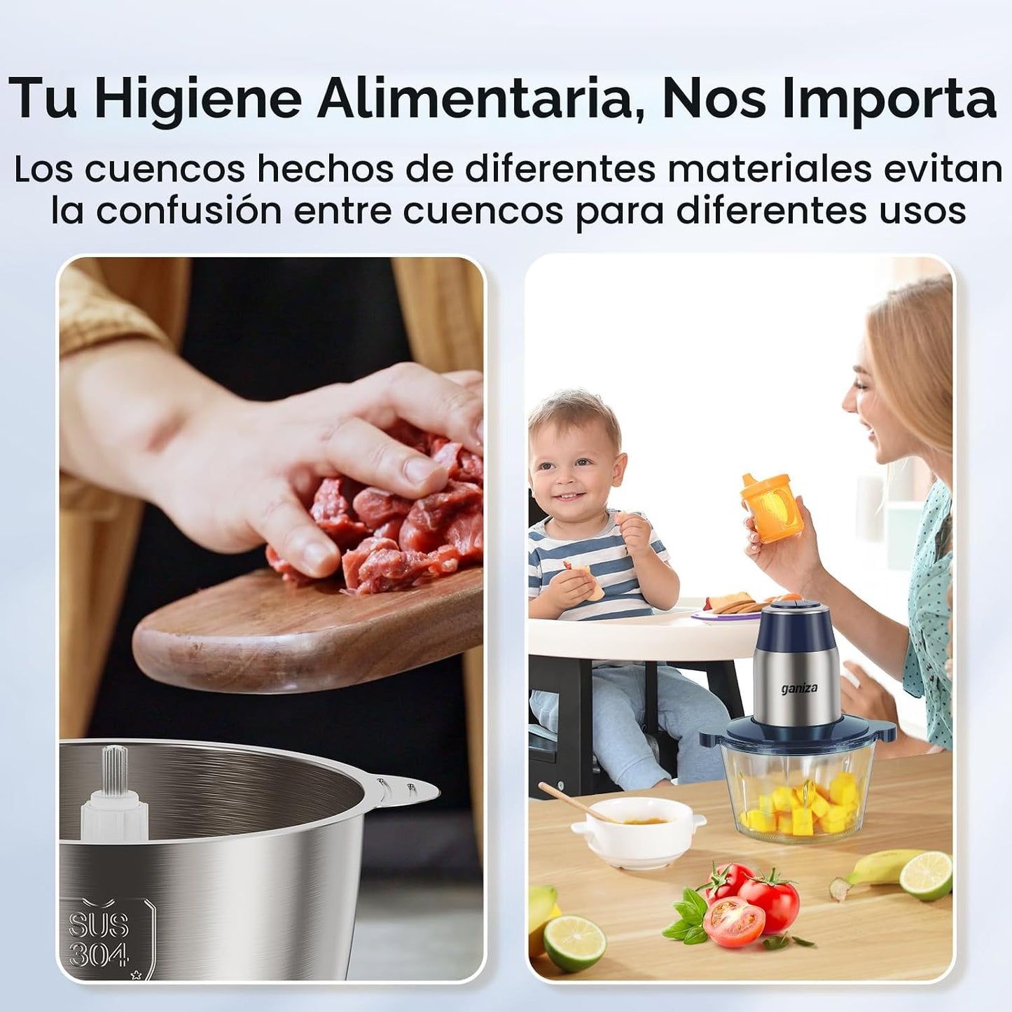 GANIZA Procesadores de alimentos, picadora eléctrica con picadora d...