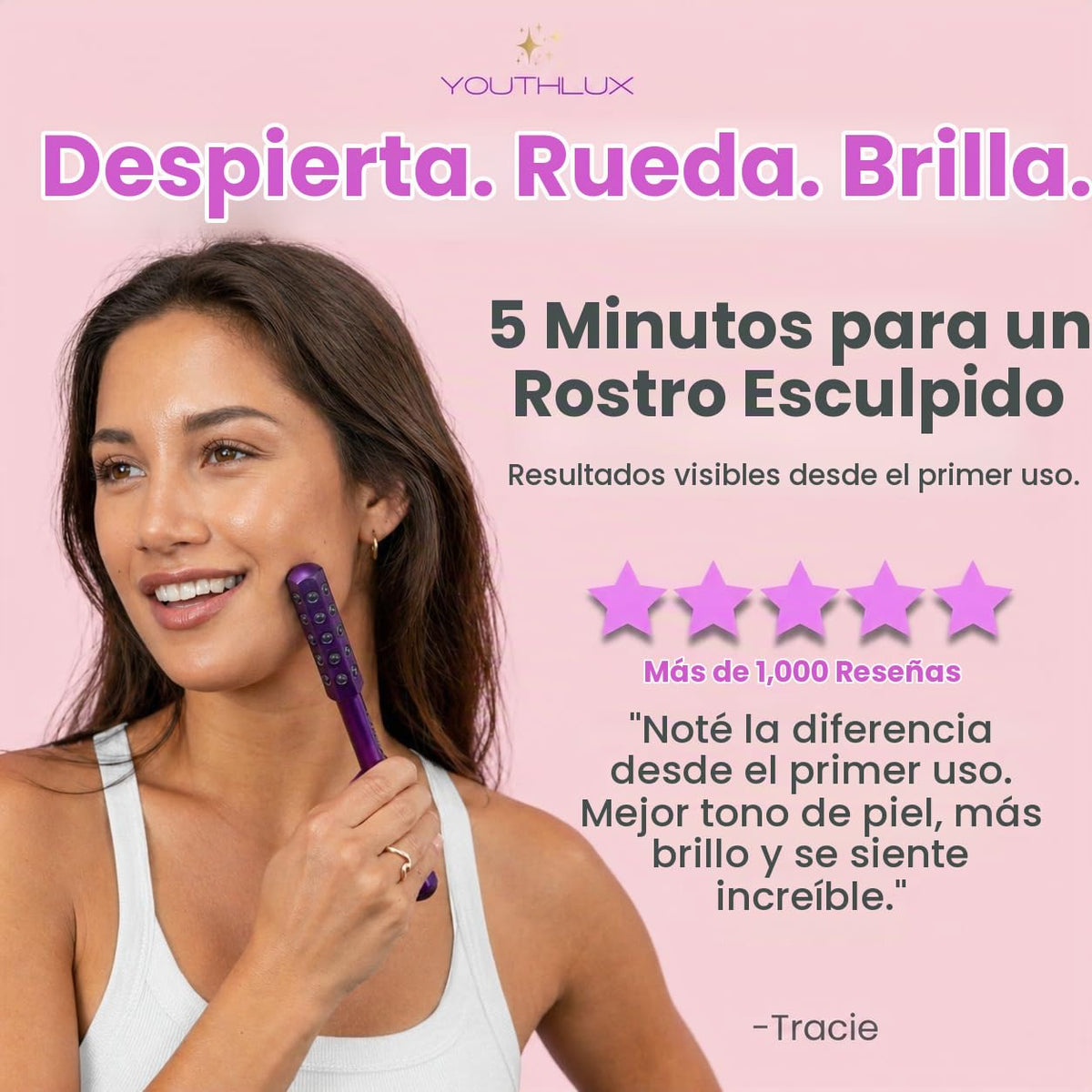 YOUTHLUX Radiance Roller \u2013 Herramienta de masaje facial de pie...
