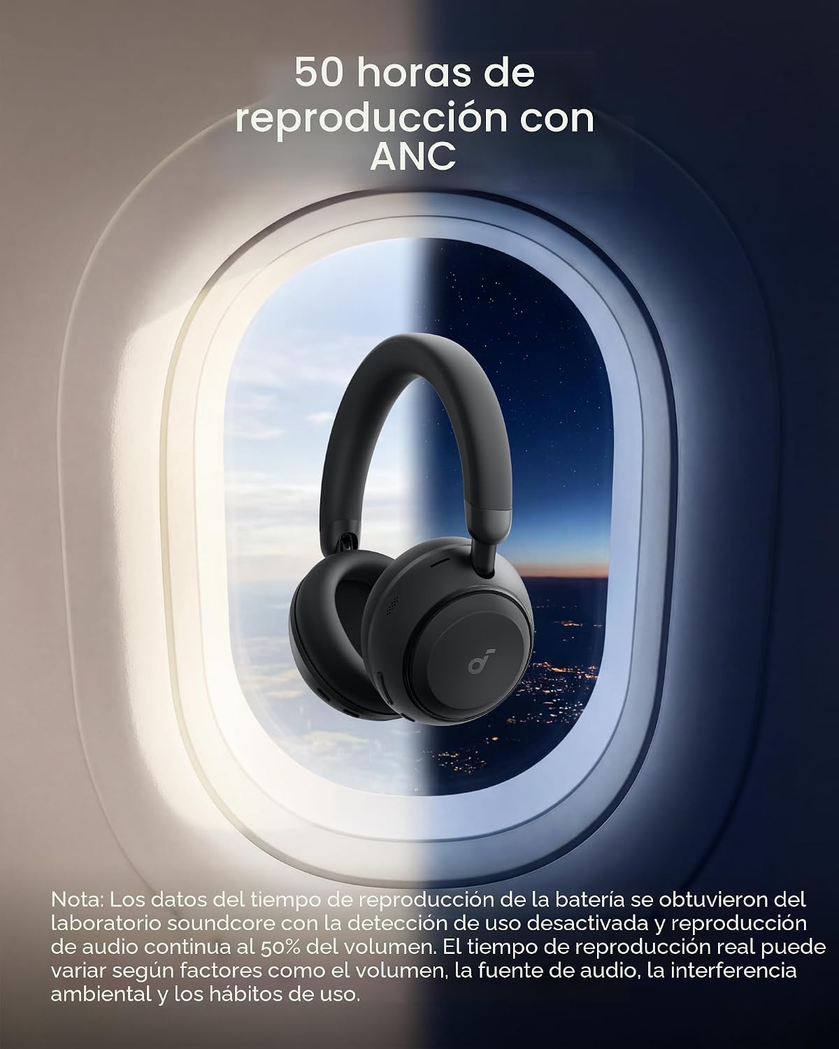 Soundcore Space 2 by Anker, auriculares con cancelación activa de r...