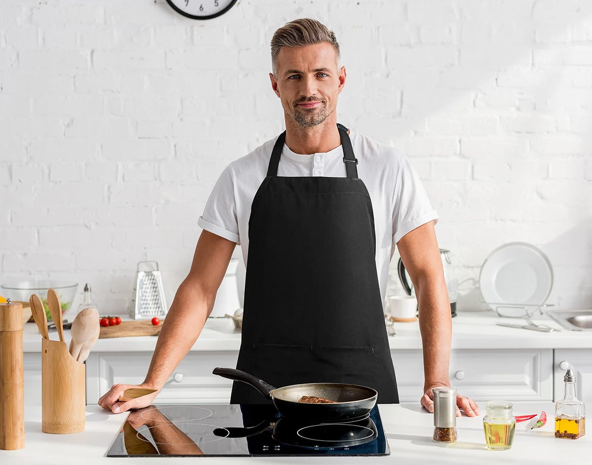 Utopia Kitchen Paquete de 2 delantales con peto, ajustables con 2 b...