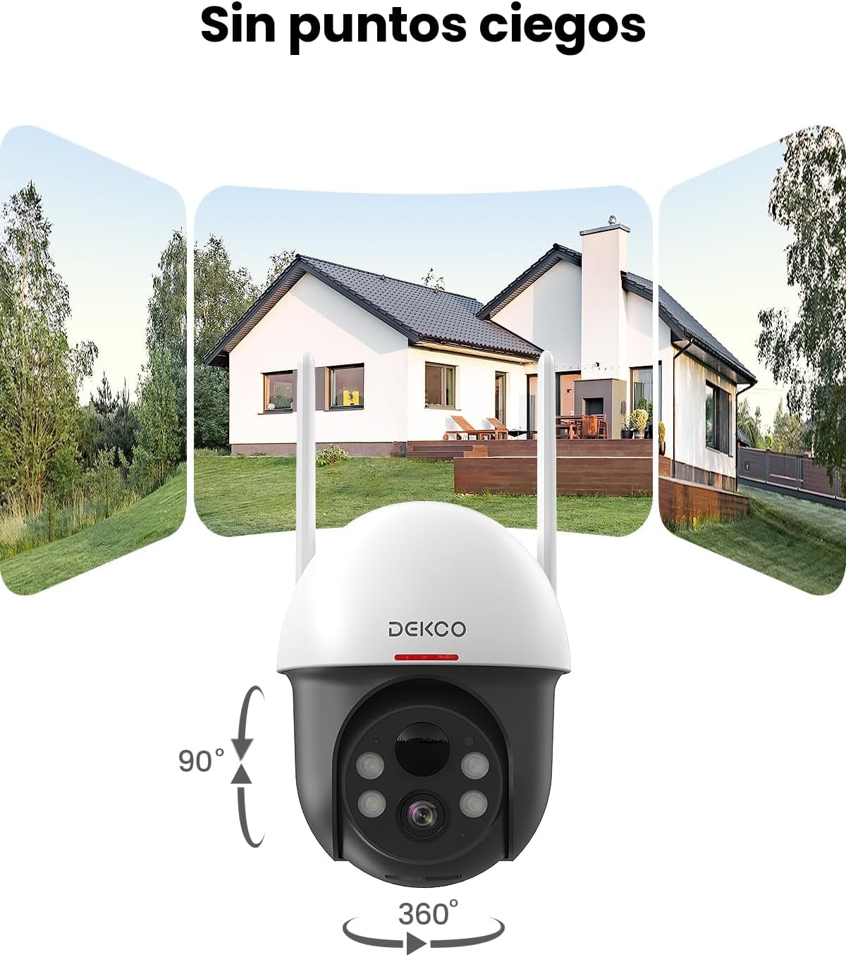 DEKCO Cámara de Seguridad Solar Inalámbrica para Exteriores, Alimen...