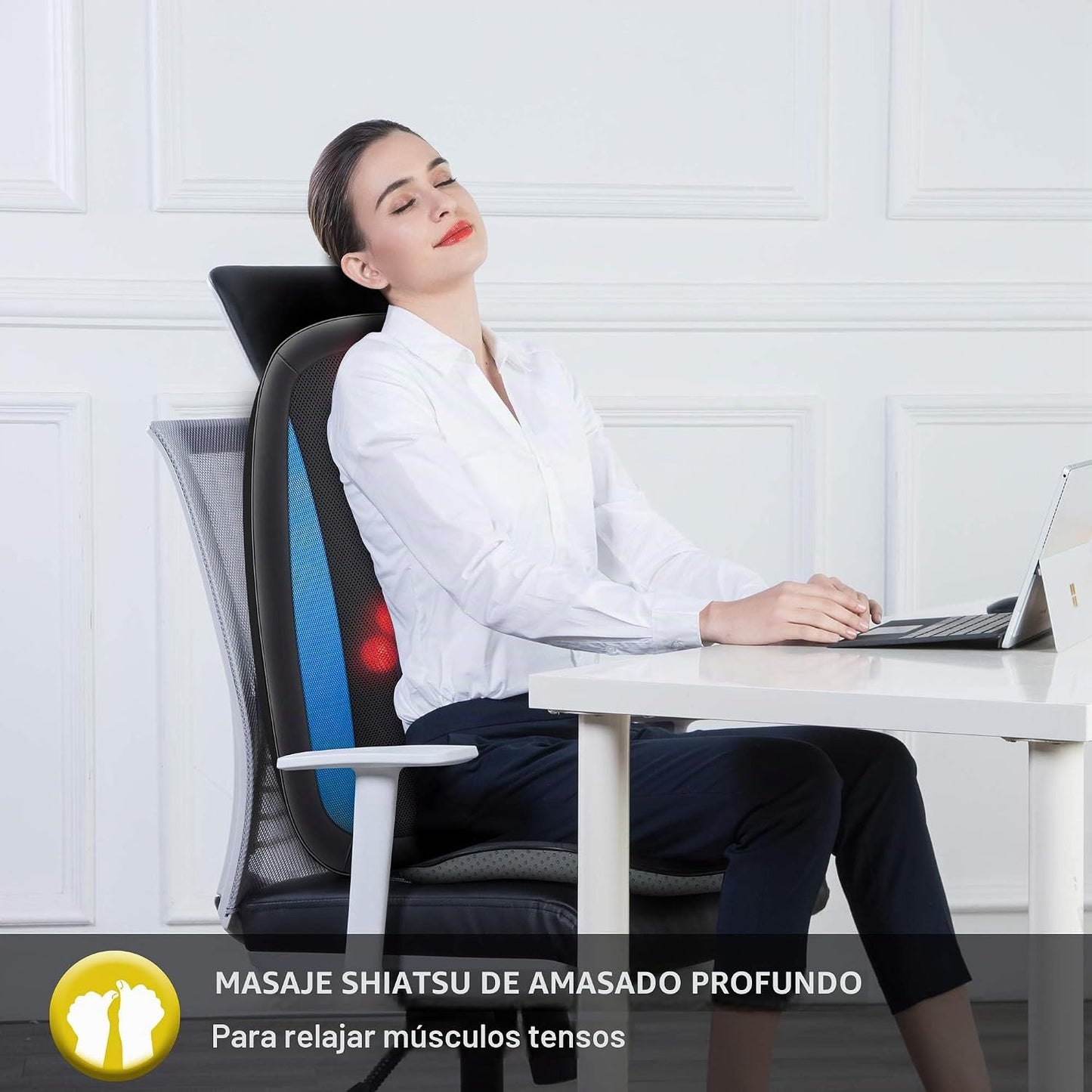 Masajeador de espalda Shiatsu COMFIER con calor, almohadilla de mas...