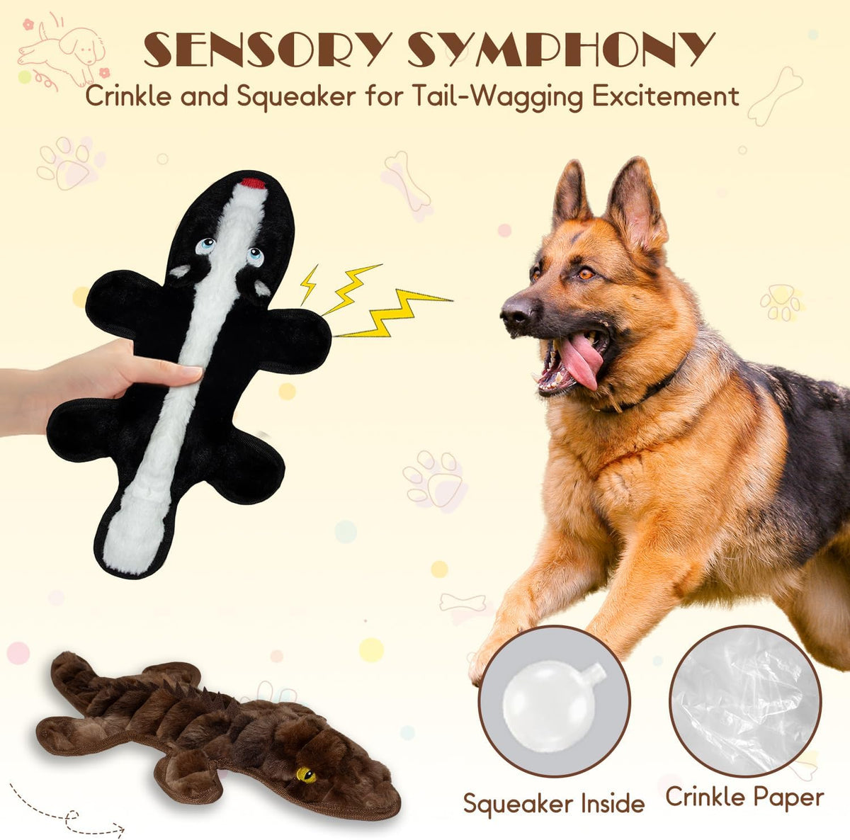 MAOOOOB Juguetes chirriantes para perros sin relleno, paquete de 2...