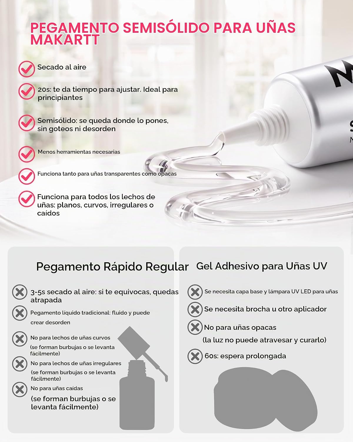 Pegamento de uñas semisólido Makartt para prensas: 2 g x 4 tamaño p...
